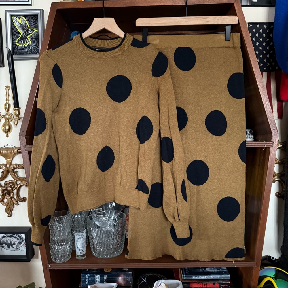 Who What Wear - Polka Dot Sweater and Skirt Set - Medium Top Small Bottom